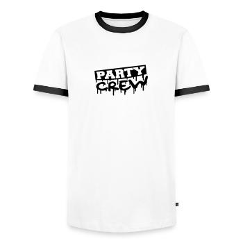 Party Crew Stamp - T-shirt contrasté Homme - blanc/noir - Devant - AI Model Female 172 light (172cm) & AI Model Male 178 dark (178cm)