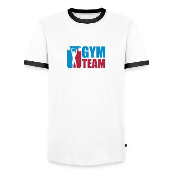 équipe de l'équipage sport club logo silhouette co - T-shirt contrasté Homme - blanc/noir - Devant - AI Model Female 172 light (172cm) & AI Model Male 178 dark (178cm)
