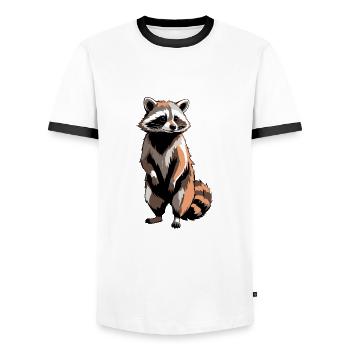 Waschbär - Cute Animal Sticker - Männer Kontrast-T-Shirt - Weiß/Schwarz - Vorne - AI Model Female 172 light (172cm) & AI Model Male 178 dark (178cm)