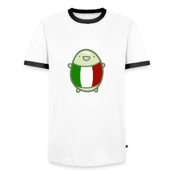 Sweet Bean - Italy - Men's Ringer Shirt - white/black - Front - AI Model Female 172 light (172cm) & AI Model Male 178 dark (178cm)