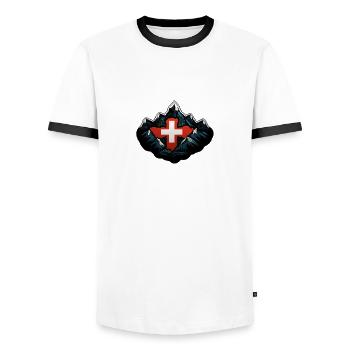 Montagnes suisses - T-shirt contrasté Homme - blanc/noir - Devant - AI Model Female 172 light (172cm) & AI Model Male 178 dark (178cm)