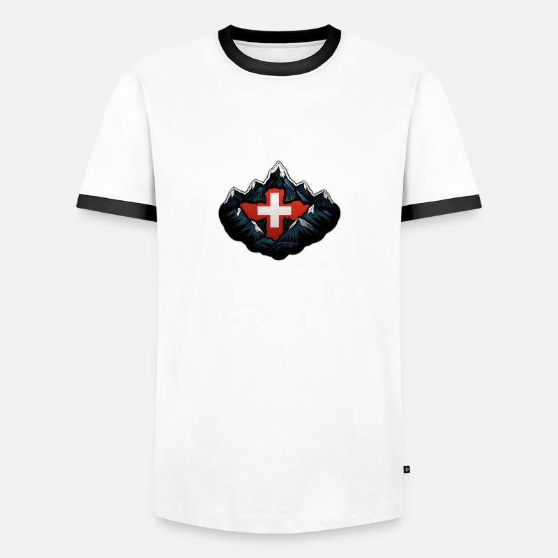 Schweizer Berge - Männer Kontrast-T-Shirt - Weiß/Schwarz