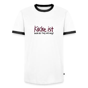 Kacke ist wenn der Furz was wiegt. Scheiße Malheur - Männer Kontrast-T-Shirt - Weiß/Schwarz - Vorne - AI Model Female 172 light (172cm) & AI Model Male 178 dark (178cm)