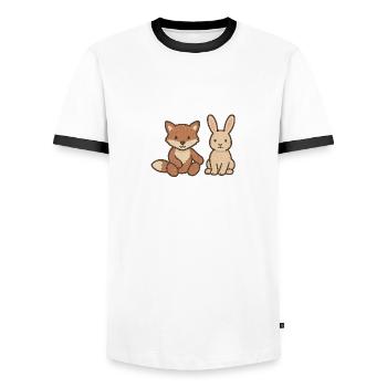 Fox and rabbit – cute animal friends for babies - Men's Ringer Shirt - white/black - Front - AI Model Female 172 light (172cm) & AI Model Male 178 dark (178cm)
