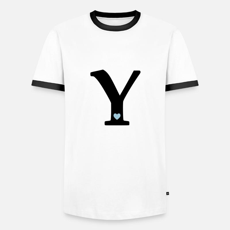 Letter Y Initial Letter - Men's Ringer Shirt - white/black