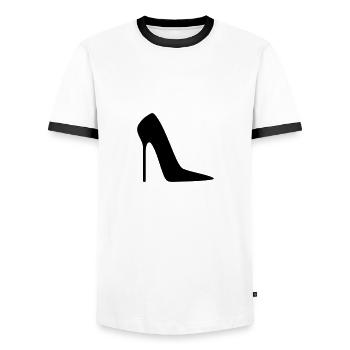 Stiletto High Heels Pumps Idée cadeau pour femme - T-shirt contrasté Homme - blanc/noir - Devant - AI Model Female 172 light (172cm) & AI Model Male 178 dark (178cm)