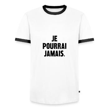 je pourrai jamais - T-shirt contrasté Homme - blanc/noir - Devant - AI Model Female 172 light (172cm) & AI Model Male 178 dark (178cm)