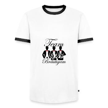 Hochzeit Bräutigam Team - Männer Kontrast-T-Shirt - Weiß/Schwarz - Vorne - AI Model Female 172 light (172cm) & AI Model Male 178 dark (178cm)