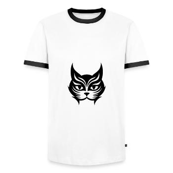 Katze Symbol - Männer Kontrast-T-Shirt - Weiß/Schwarz - Vorne - AI Model Female 172 light (172cm) & AI Model Male 178 dark (178cm)