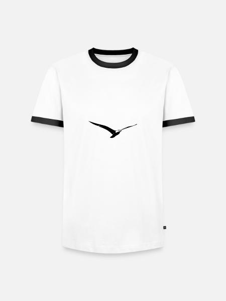 Vintage fiskmås i flykt - Kontrast-T-shirt herr - vit/svart