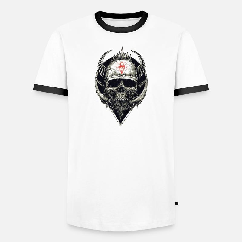 Devilish skull - Men's Ringer Shirt - white/black