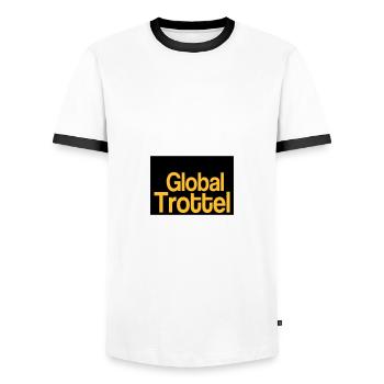 Global Trottel Flache Erde Erde Flacherdler Shirt - Männer Kontrast-T-Shirt - Weiß/Schwarz - Vorne - AI Model Female 172 light (172cm) & AI Model Male 178 dark (178cm)