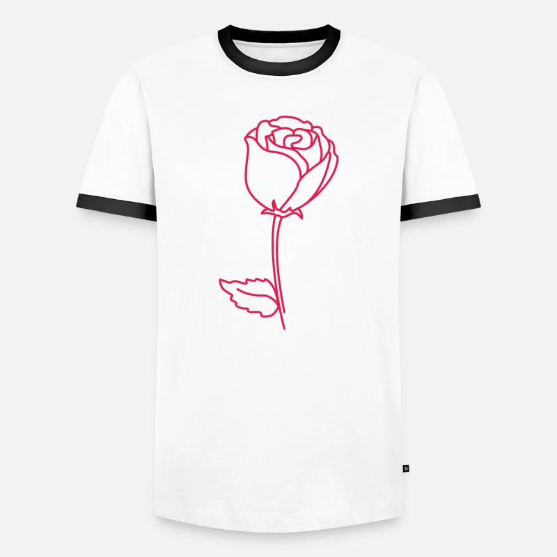 Rosenumriss Neonpink - Männer Kontrast-T-Shirt - Weiß/Schwarz