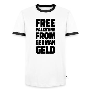 solidarity with Israel - Men's Ringer Shirt - white/black - Front - AI Model Female 172 light (172cm) & AI Model Male 178 dark (178cm)