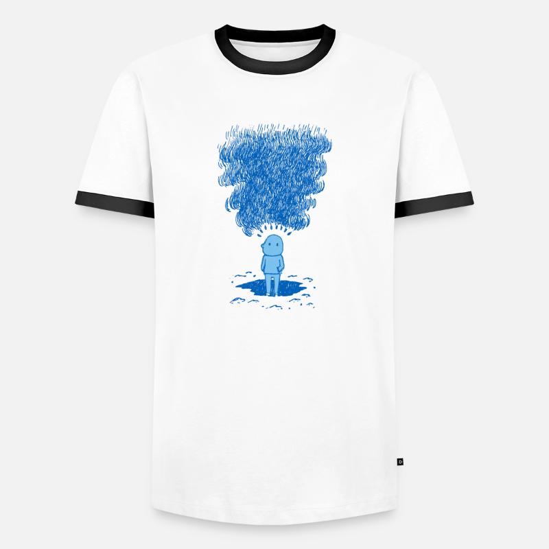 Blauer Gedankenschleier - Männer Kontrast-T-Shirt - Weiß/Schwarz