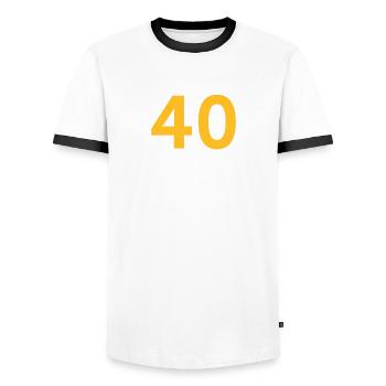 Il a fallu 40 ans pour regarder si bien! - T-shirt contrasté Homme - blanc/noir - Devant - AI Model Female 172 light (172cm) & AI Model Male 178 dark (178cm)