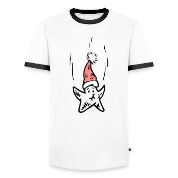 Merry Christmas star - Men's Ringer Shirt - white/black - Front - AI Model Female 172 light (172cm) & AI Model Male 178 dark (178cm)