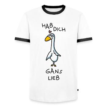 Gans lieb Liebe - Männer Kontrast-T-Shirt - Weiß/Schwarz - Vorne - AI Model Female 172 light (172cm) & AI Model Male 178 dark (178cm)