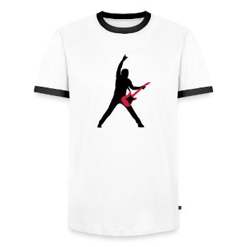 rock_gitarrist_2c - T-shirt contrasté Homme - blanc/noir - Devant - AI Model Female 172 light (172cm) & AI Model Male 178 dark (178cm)