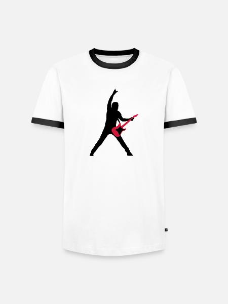 rock_gitarrist_2c - Men's Ringer Shirt - white/black