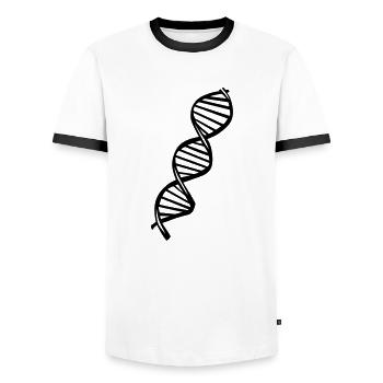 DNA - Men's Ringer Shirt - white/black - Front - AI Model Female 172 light (172cm) & AI Model Male 178 dark (178cm)