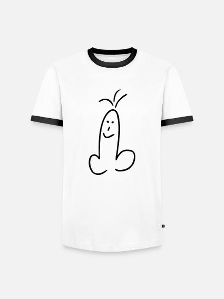 pénis - T-shirt contrasté Homme - blanc/noir