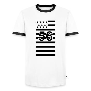 Abteilung 56 Flagge Bretagne bretonisch - Männer Kontrast-T-Shirt - Weiß/Schwarz - Vorne - AI Model Female 172 light (172cm) & AI Model Male 178 dark (178cm)