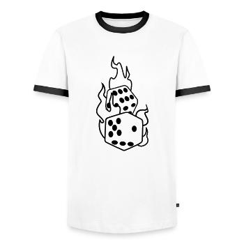 dices in flames - Men's Ringer Shirt - white/black - Front - AI Model Female 172 light (172cm) & AI Model Male 178 dark (178cm)