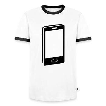 Handy symbol - Männer Kontrast-T-Shirt - Weiß/Schwarz - Vorne - AI Model Female 172 light (172cm) & AI Model Male 178 dark (178cm)