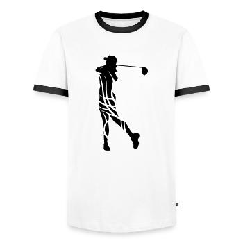 Golf female tribal eu - Men's Ringer Shirt - white/black - Front - AI Model Female 172 light (172cm) & AI Model Male 178 dark (178cm)
