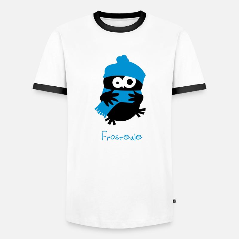 Eine Eule // Frosteule - Männer Kontrast-T-Shirt - Weiß/Schwarz