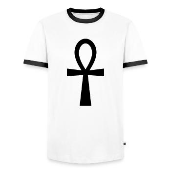 Ankh Symbol (Vector) - T-shirt contrasté Homme - blanc/noir - Devant - AI Model Female 172 light (172cm) & AI Model Male 178 dark (178cm)