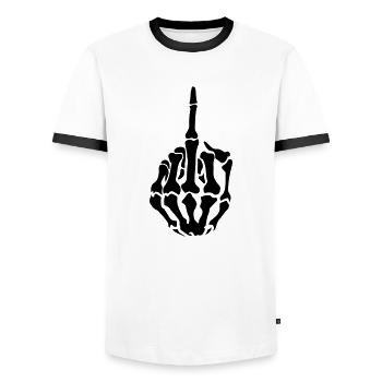 hand middlefinger - Männer Kontrast-T-Shirt - Weiß/Schwarz - Vorne - AI Model Female 172 light (172cm) & AI Model Male 178 dark (178cm)