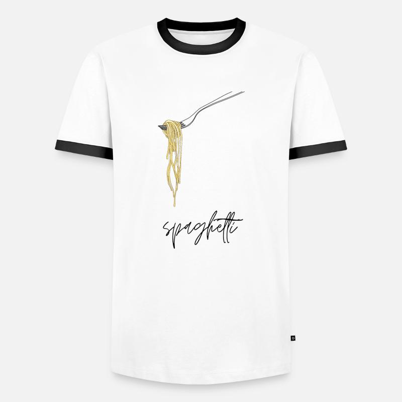 Spaghetti - Männer Kontrast-T-Shirt - Weiß/Schwarz