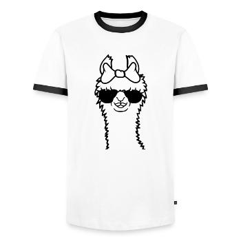 Lunettes de soleil maman lama cool - T-shirt contrasté Homme - blanc/noir - Devant - AI Model Female 172 light (172cm) & AI Model Male 178 dark (178cm)