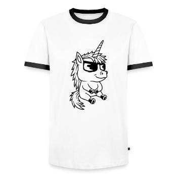 Sunglasses Unicorn Cool Comic - Men's Ringer Shirt - white/black - Front - AI Model Female 172 light (172cm) & AI Model Male 178 dark (178cm)