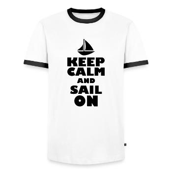 Restez calme et naviguez - T-shirt contrasté Homme - blanc/noir - Devant - AI Model Female 172 light (172cm) & AI Model Male 178 dark (178cm)