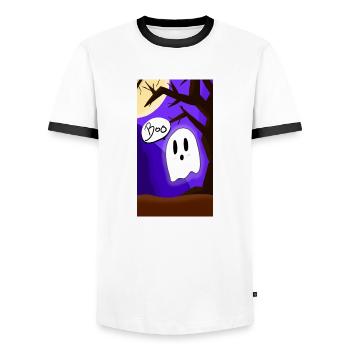 boo Fantome mignon Halloween - T-shirt contrasté Homme - blanc/noir - Devant - AI Model Female 172 light (172cm) & AI Model Male 178 dark (178cm)