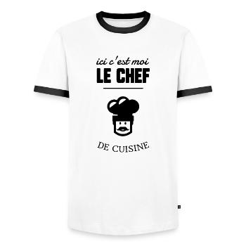 Chef de cuisine - T-shirt contrasté Homme - blanc/noir - Devant - AI Model Female 172 light (172cm) & AI Model Male 178 dark (178cm)