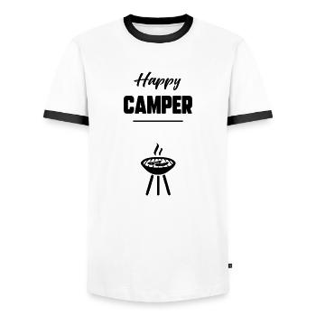Happy camper - T-shirt contrasté Homme - blanc/noir - Devant - AI Model Female 172 light (172cm) & AI Model Male 178 dark (178cm)