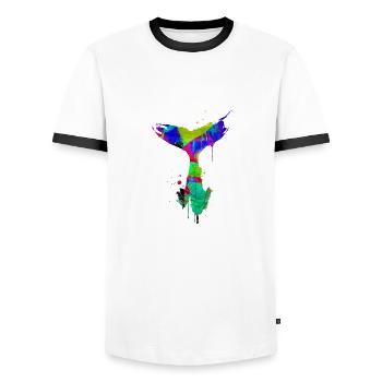 aileron de baleine, aileron, baleine, baleine, graffiti - T-shirt contrasté Homme - blanc/noir - Devant - AI Model Female 172 light (172cm) & AI Model Male 178 dark (178cm)