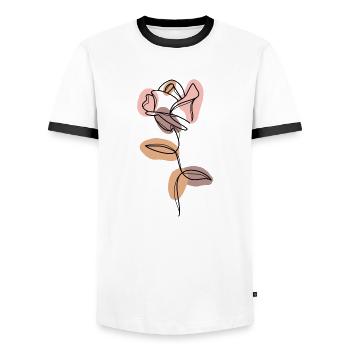 VINTAGE MINIMALISTISCHE ROSE - Männer Kontrast-T-Shirt - Weiß/Schwarz - Vorne - AI Model Female 172 light (172cm) & AI Model Male 178 dark (178cm)