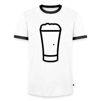 Bière - T-shirt contrasté Homme - blanc/noir - Devant - AI Model Female 172 light (172cm) & AI Model Male 178 dark (178cm)