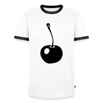 cherry - Men's Ringer Shirt - white/black - Front - AI Model Female 172 light (172cm) & AI Model Male 178 dark (178cm)