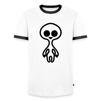 alien - Men's Ringer Shirt - white/black - Front - AI Model Female 172 light (172cm) & AI Model Male 178 dark (178cm)