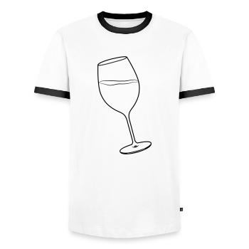 Wine glass - Men's Ringer Shirt - white/black - Front - AI Model Female 172 light (172cm) & AI Model Male 178 dark (178cm)