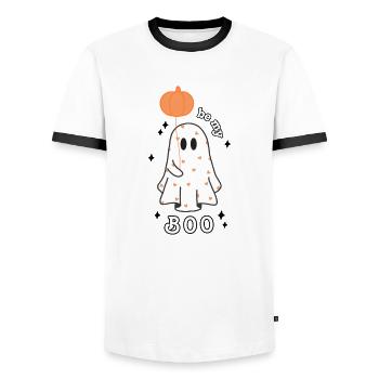 Liebes Geist - Männer Kontrast-T-Shirt - Weiß/Schwarz - Vorne - AI Model Female 172 light (172cm) & AI Model Male 178 dark (178cm)