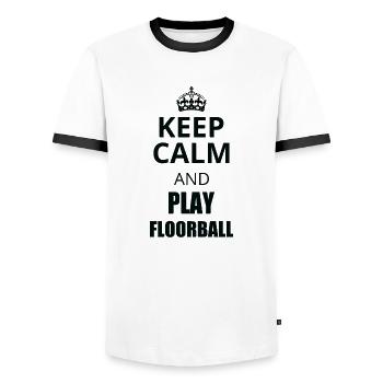 Floorball Ballsport Innebandy Unihockey - T-shirt contrasté Homme - blanc/noir - Devant - AI Model Female 172 light (172cm) & AI Model Male 178 dark (178cm)