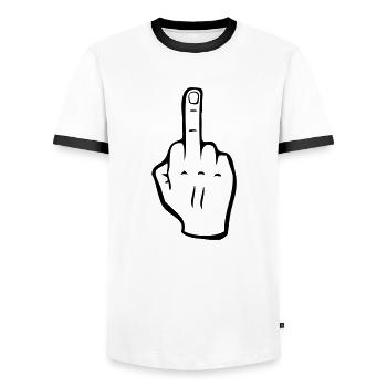 Mittelfinger - Männer Kontrast-T-Shirt - Weiß/Schwarz - Vorne - AI Model Female 172 light (172cm) & AI Model Male 178 dark (178cm)
