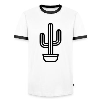 Kaktus - Männer Kontrast-T-Shirt - Weiß/Schwarz - Vorne - AI Model Female 172 light (172cm) & AI Model Male 178 dark (178cm)